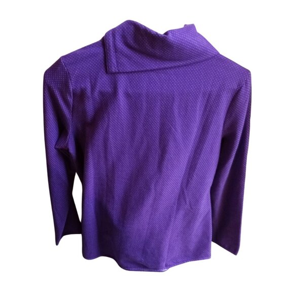 T By Talbots women size M pelite Purple Polka Dot Long Sleeve Top - Picture 1 of 8
